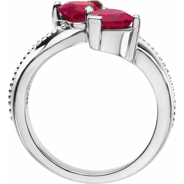 14K White Gold 6x6 mm Heart Two-Stone Ring Mounting