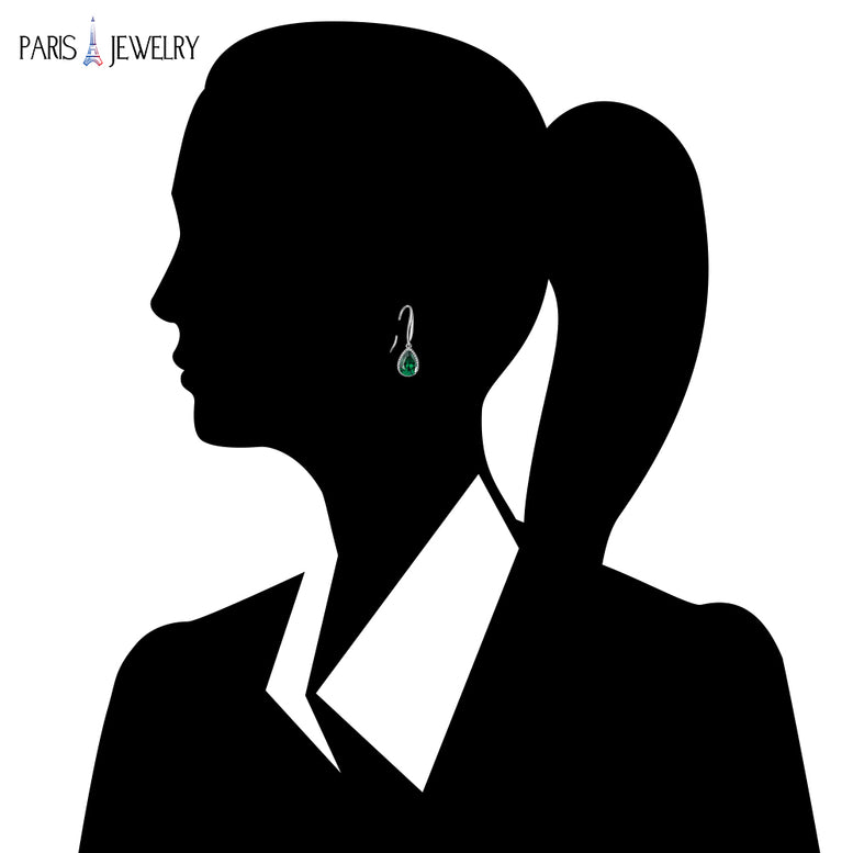 14k White Gold Plated 2 Ct Created Emerald CZ Teardrop Earrings