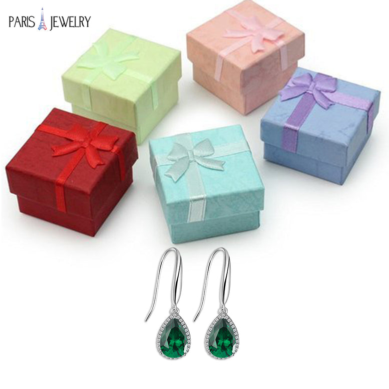 14k White Gold Plated 2 Ct Created Emerald CZ Teardrop Earrings