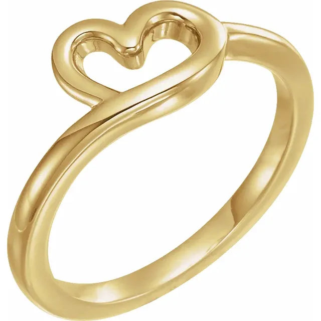 14K Yellow Gold Heart Youth Ring