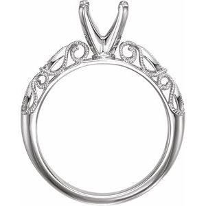 14K White Gold 6.5 mm Round .03 CTW Natural Diamond Semi-Set Engagement Ring