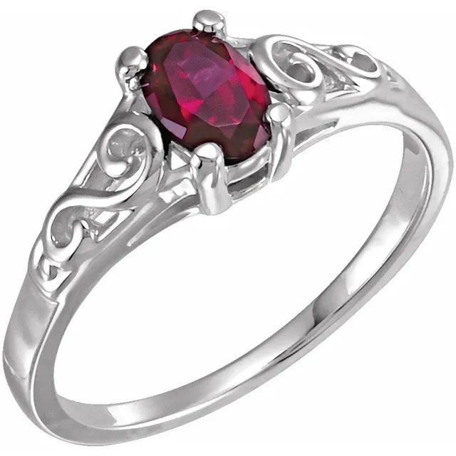 Sterling Silver January Youth Imitation Birthstone Ring