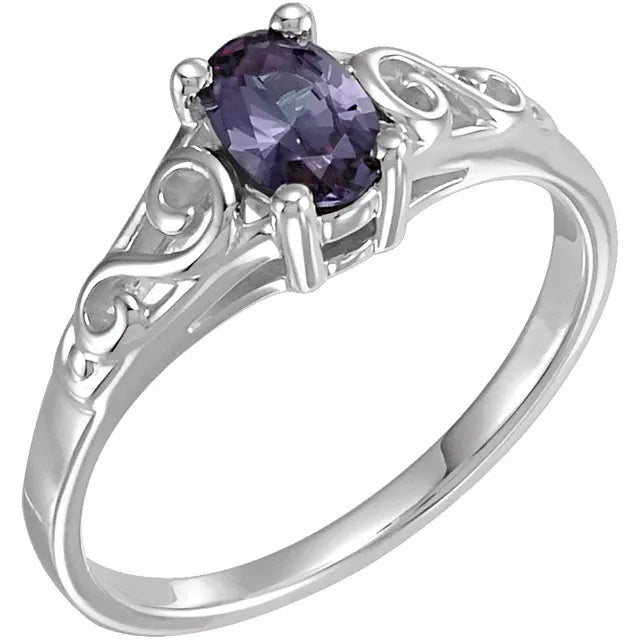 Sterling Silver June Youth Imitation Birthstone Ring