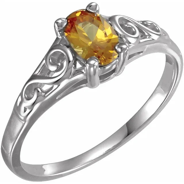 Sterling Silver November Youth Imitation Birthstone Ring