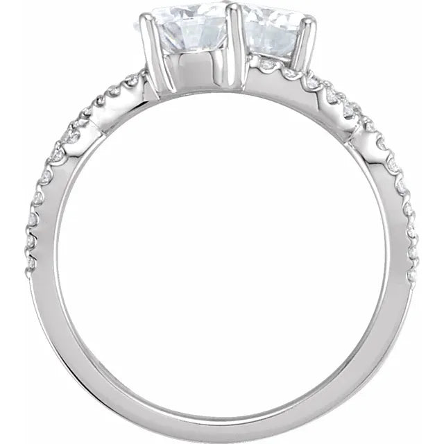14K White Gold 6 mm Forever One™ Lab-Grown Moissanite & 1/5 CTW Natural Diamond Ring