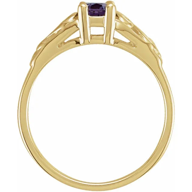 14K Yellow Gold June Youth Imitation Birthstone Ring