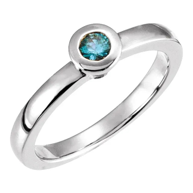 14K White Gold 4 mm Round Bezel-Set Solitaire Ring Mounting