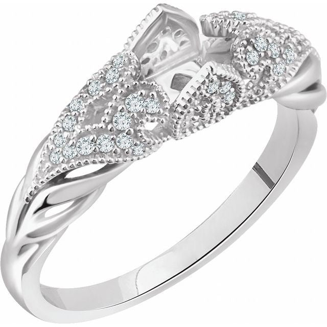 14K White Gold 1/6 CTW Diamond Shank for Peg Setting with 4.61 mm Span