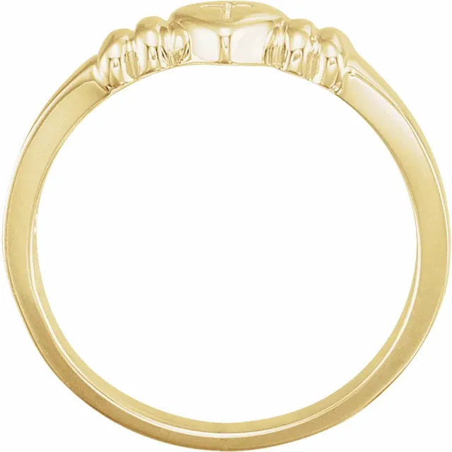 14K Yellow Gold Heart & Cross Chastity Ring
