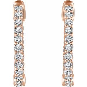 14K Rose Gold 1 CTW Natural Diamond Inside-Outside Hoop Earrings