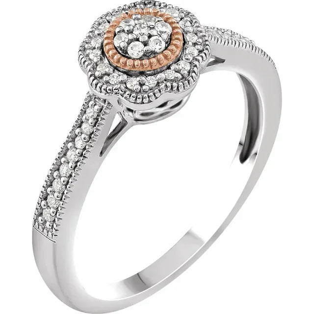 10K White/Rose Gold 1/6 CTW Natural Diamond Promise Ring