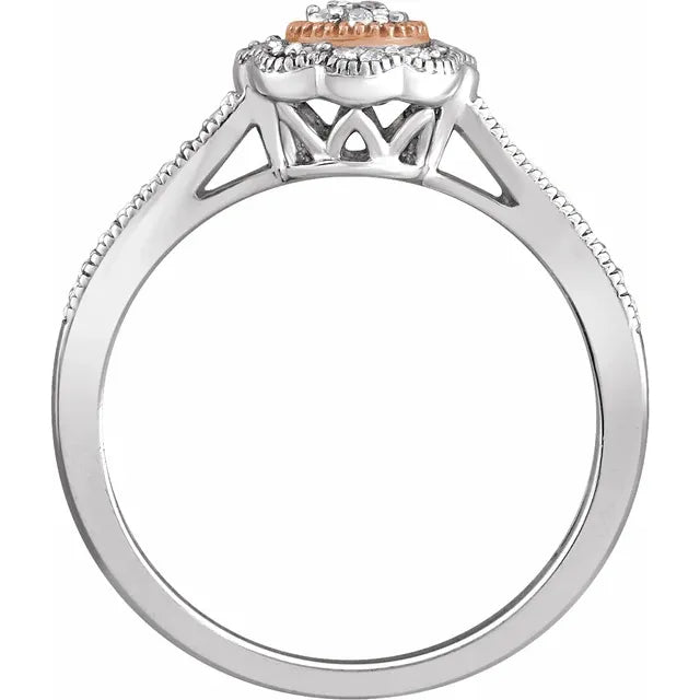 10K White/Rose Gold 1/6 CTW Natural Diamond Promise Ring