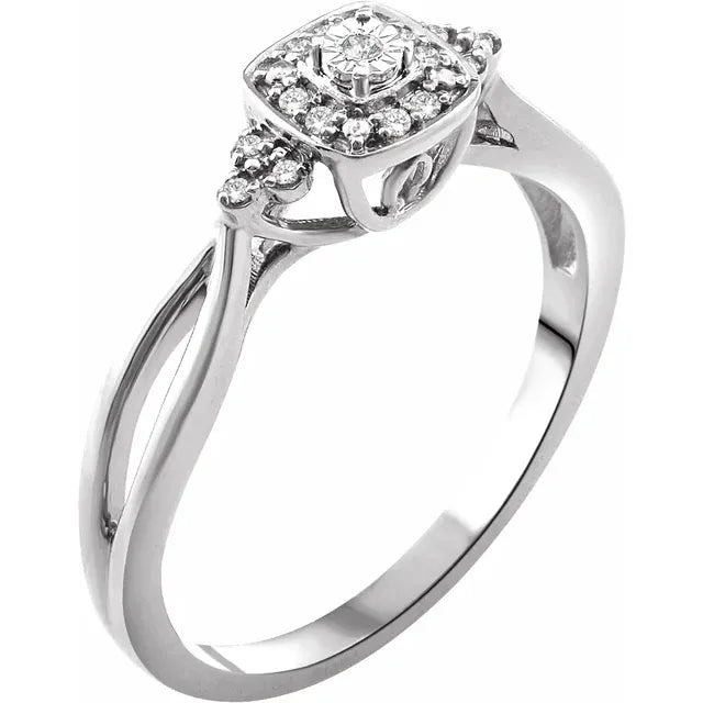 10K White Gold .05 CTW Natural Diamond Promise Ring