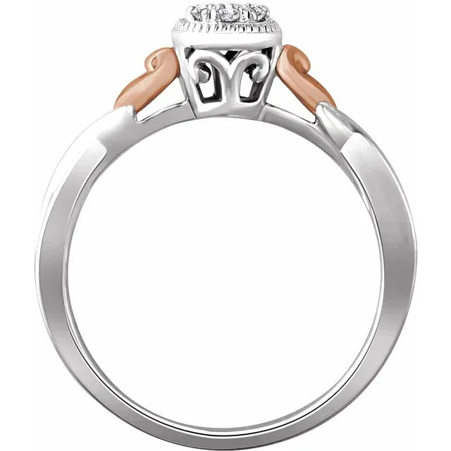 10K White/Rose Gold 1/10 CTW Natural Diamond Promise Ring