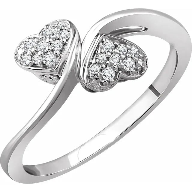 10K White Gold 1/10 CTW Natural Diamond Heart Promise Ring