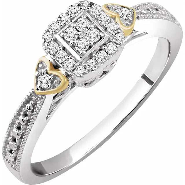 10K White/Yellow Gold 1/6 CTW Natural Diamond Promise Ring