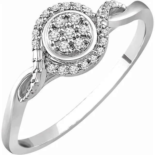 10K White Gold 1/10 CTW Natural Diamond Promise Ring