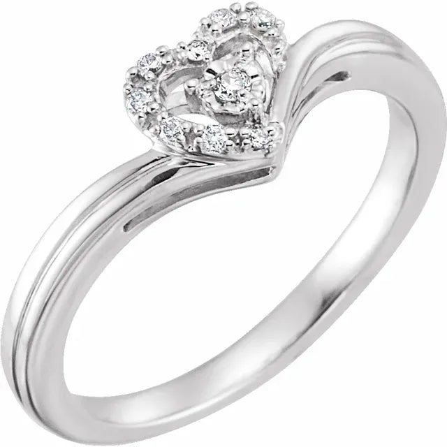 10K White Gold .06 CTW Natural Diamond Heart Promise Ring