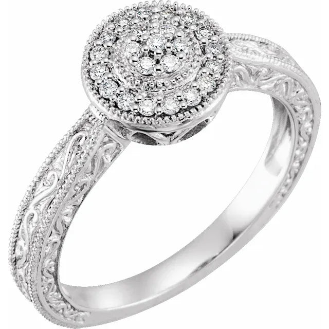 10K White Gold 1/6 CTW Natural Diamond Promise Ring