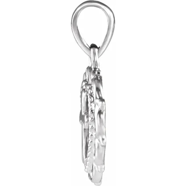 14K White Gold Youth Heart with Cross Pendant