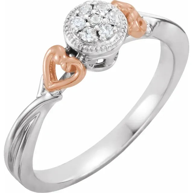 10K White/Rose Gold 1/10 CTW Natural Diamond Promise Ring