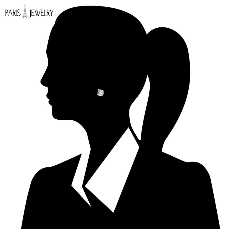 10k Yellow Gold Created White Sapphire CZ 4 Carat Round Stud Earrings Plated