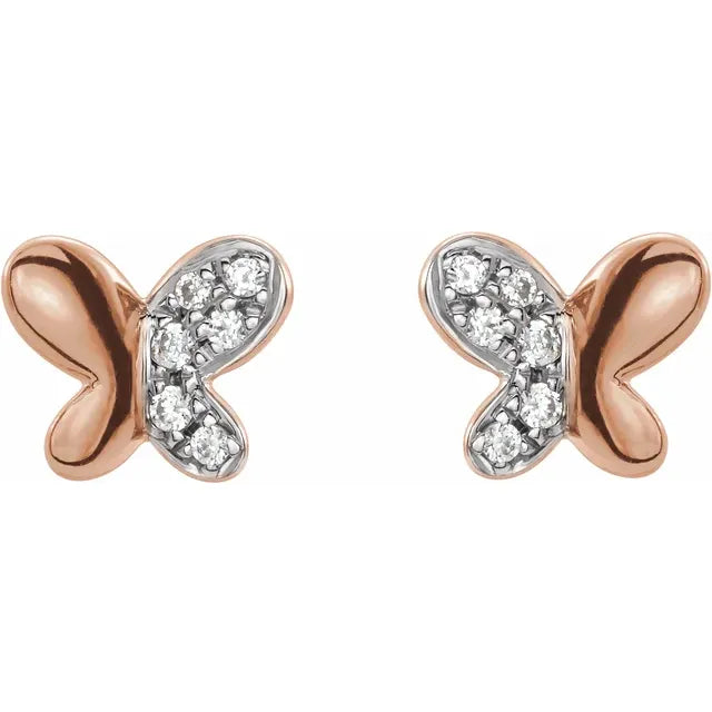 14K Rose Gold .04 CTW Natural Diamond Butterfly Earrings