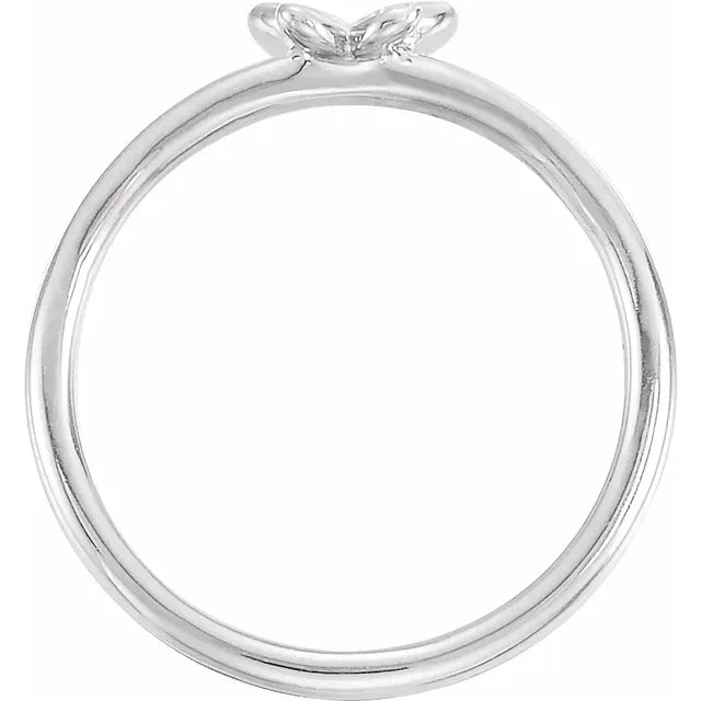 14K White Gold .02 CTW Natural Diamond Butterfly Youth Ring