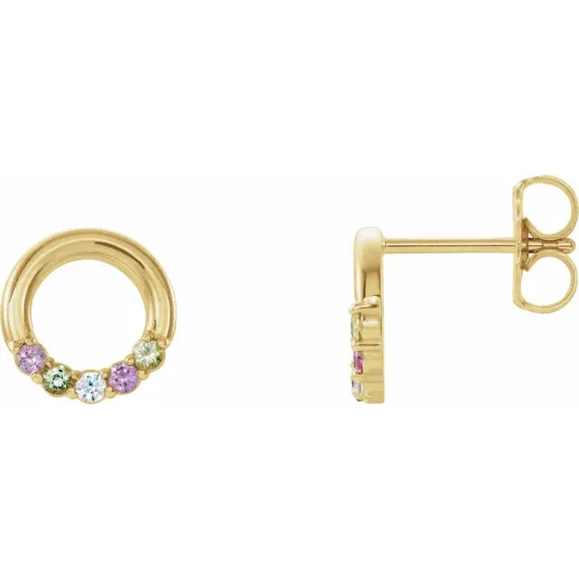 14K Yellow Gold 5-Stone Family Circle Earring Mounting