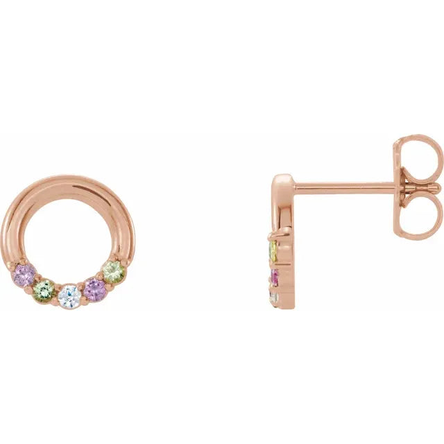 14K Rose Gold 5-Stone Family Circle Earring Mounting