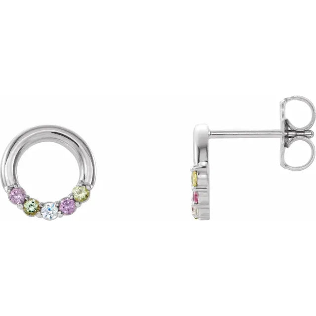 Sterling Silver 5-Stone Family Circle Earring Mounting