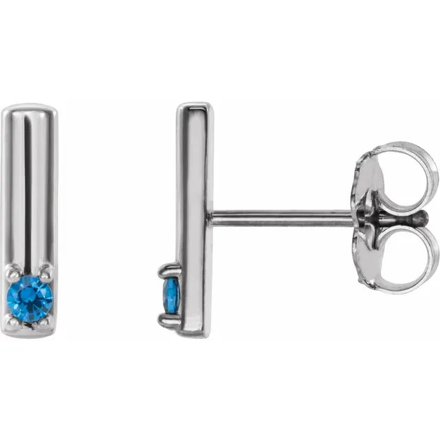 14K White Gold 1-Stone Family Bar Earring Mounting