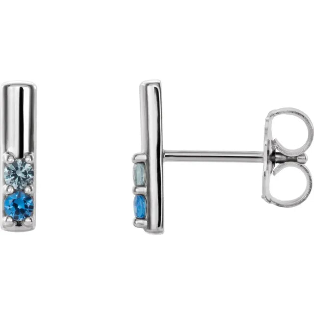 14K White Gold 2-Stone Family Bar Earring Mounting