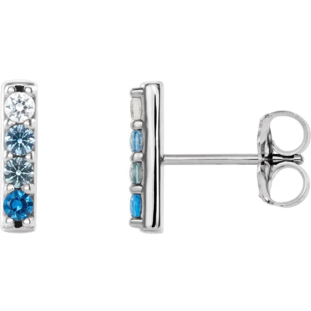 14K White Gold 4-Stone Family Bar Earring Mounting