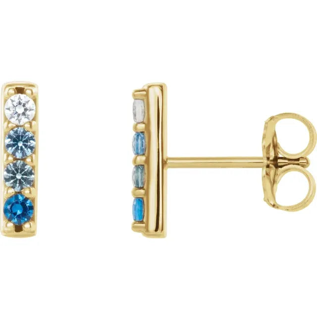 14K Yellow Gold 4-Stone Family Bar Earring Mounting