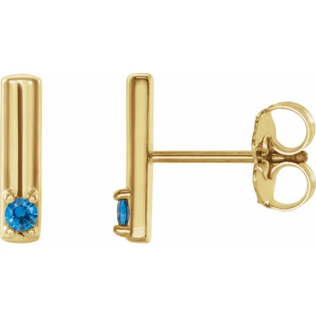 14K Yellow Gold 1-Stone Family Bar Earring Mounting