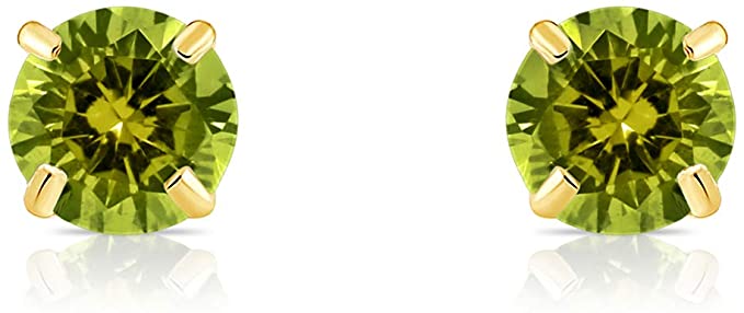 14k Yellow Gold Simulated Birthstone Stud Earring with Pushback (3mm)