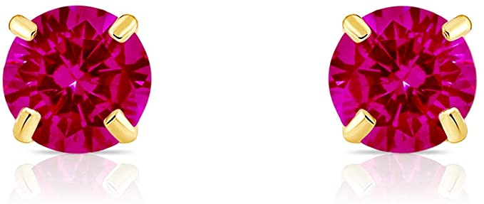 14k Yellow Gold Simulated Birthstone Stud Earring with Pushback (4mm)