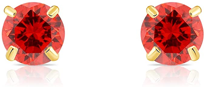 14k Yellow Gold Simulated Birthstone Stud Earring with Pushback (4mm)