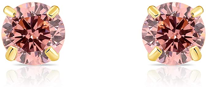 14k Yellow Gold Simulated Birthstone Stud Earring with Pushback (3mm)