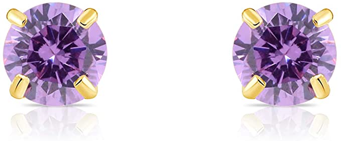 14k Yellow Gold Simulated Birthstone Stud Earring with Pushback (4mm)