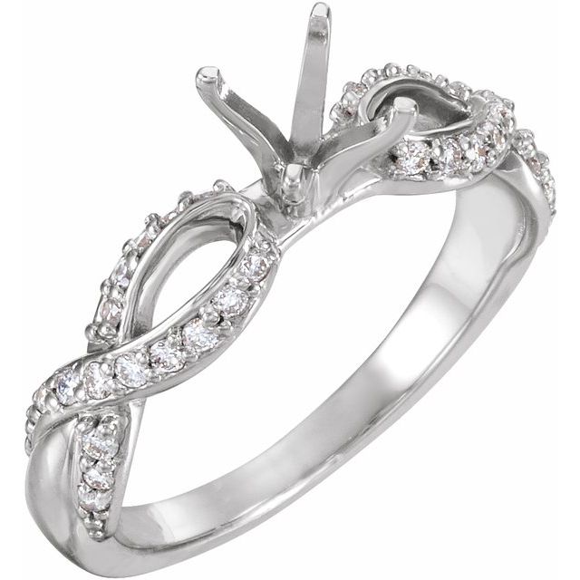 14K White Gold Round 1/5 CTW Diamond Semi-Set Engagement Ring
