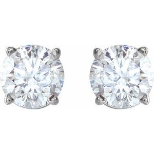 14K White Gold 1 CTW Natural Diamond Stud Earrings with Friction Post