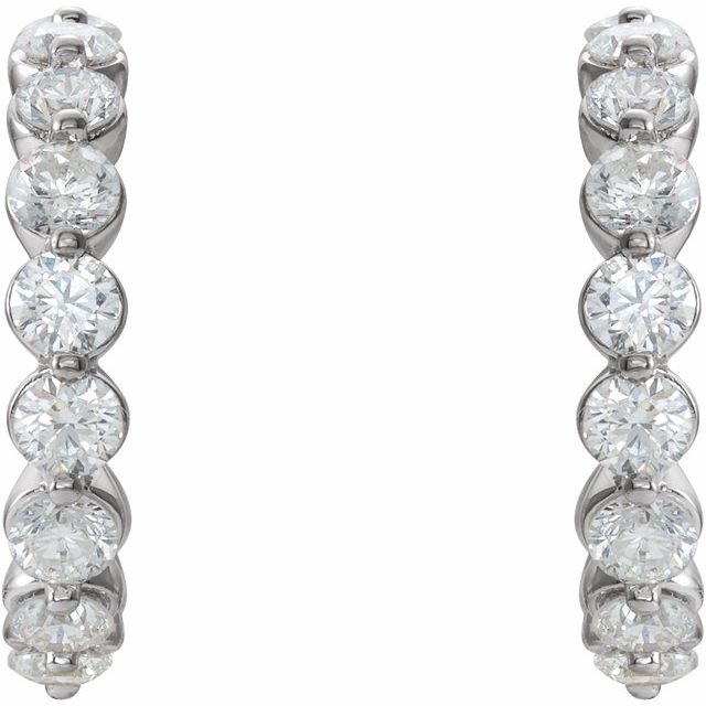 14K White Gold 1 3/8 CTW Natural Diamond Huggie Earrings