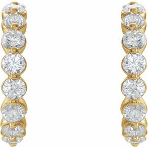 14K Yellow Gold 1 3/8 CTW Natural Diamond Huggie Earrings
