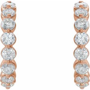 14K Rose Gold 1 3/8 CTW Natural Diamond Huggie Earrings