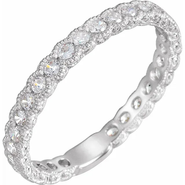 14K White Gold 6.5 mm Round 1/2 CTW Natural Diamond Semi-Set Engagement Ring