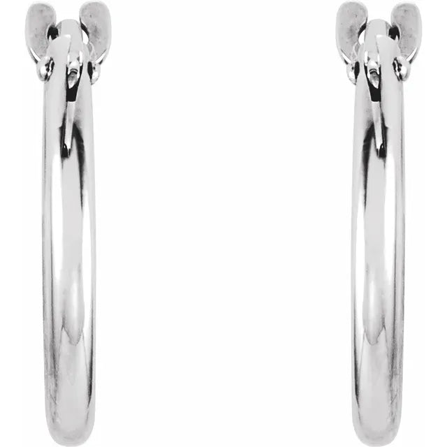 14K White Gold Huggie Earrings
