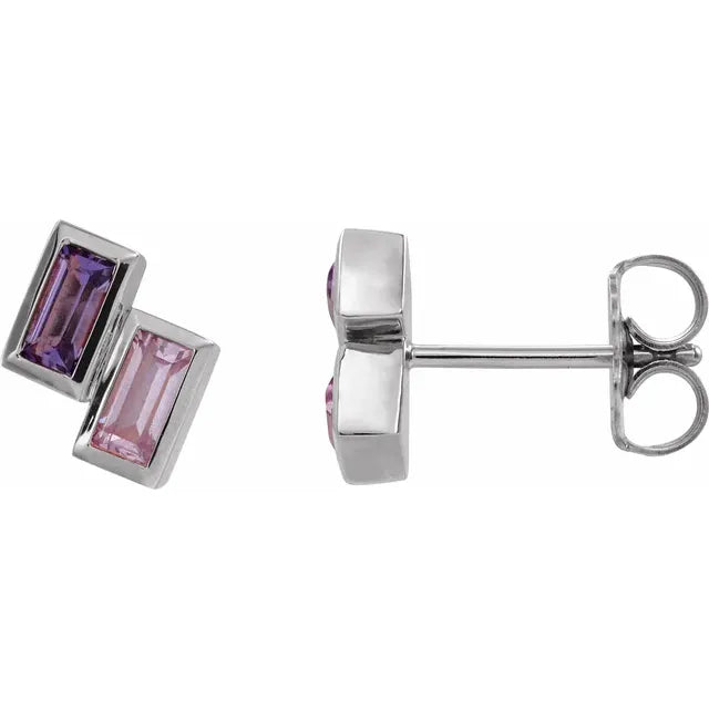 14K White Gold 2-Stone Family Stud Right Earring Mounting
