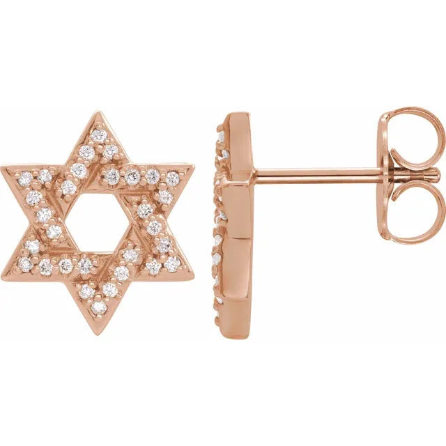 14K Rose Gold 1/8 CTW Natural Diamond Star of David Earrings